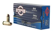 PPU Handgun Ammo Brass .45 ACP 50-Rounds 230 Grain FMJ - Prvi Partizan