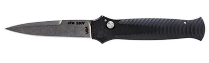 Piranha MiniGuard Automatic 2.875 Stonewash Spear Point Blade - Piranha Knives