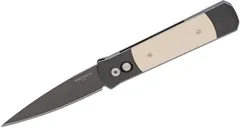ProTech Knives Godfather Ivory Automatic Knife - 4 Plain Black Spear Point Blade - Protech Knives