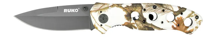 Ruko Knives 75 Series Blue / Black Folding Knife 3.25 Plain Edge 440A Stainless Blade - Ruko