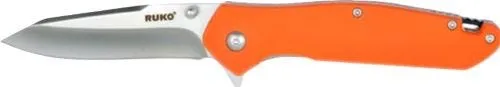 RUKO Knives RUK0187BZCS Orange Folding Knife 3.25 Plain Edge Stainless Blade - Ruko