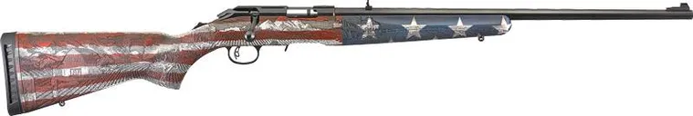 Ruger American Heartland Red / White / Blue .17 HMR 22 Barrel 9-Rounds Engraved Farm Scene - Ruger
