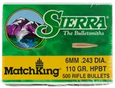 Sierra MatchKing Rifle Bullets 6mm 110-Grain 500-Count HPBT - Sierra