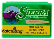 Sierra MatchKing Bullet .284/7mm Caliber .284 Diameter 197 Grain 100-Count HPBT - Sierra
