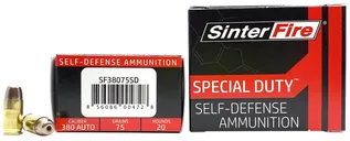 SinterFire Special Duty Brass .380 Ammo 75-Grain 20-Rounds LFFHP - Sinterfire