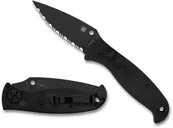 Spyderco Autonomy 2 AUTO Folding Knife 3.5 LC200N Black DLC Serrated Blade - Spyderco