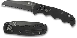 Spyderco Autonomy Automatic Knife - 3.75 Serrated Black Sheepsfoot Blade - Spyderco