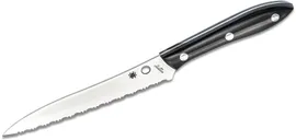 Spyderco Cook s Knife 5.8 VG10 Serrated Blade Black Corian Handle - Spyderco