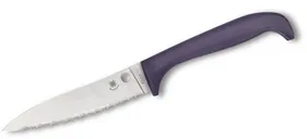 Spyderco Counter Puppy Purple Kitchen Knife 3.46 7Cr17 Serrated Blade - Spyderco