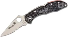 Spyderco Delica 4 Lightweight Thin Red Line Folding Knife 2.9 VG10 Satin Combo Blade - Spyderco