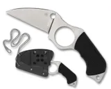 Spyderco Sal Glesser Swick 5 Large Hole Fixed Blade Neck Knife 2.73 LC200N Wharncliffe Plain Blade - Spyderco