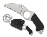 Spyderco Sal Glesser Swick 6 Small Hole Fixed Blade Neck Knife 2.73 LC200N Wharncliffe Serrated Blade - Spyderco