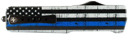 Templar Knife Premium LW Black / White We Back You w/ Blue Line OTF Drop Point 3 Plain Edge D2 Blade - Templar Knife