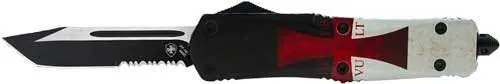 Templar Knife Templar Flag Red / Black 3.5 Serrated Tanto OTF Knife - Templar Knife