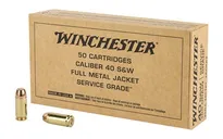 Winchester Service Grade Ammo .40 SW 165 Grain FMJ Flat Nose 50-Round - Winchester
