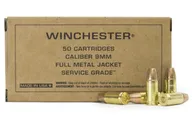 Winchester Service Grade Brass 9mm 115 Gr 50-Rounds Full Metal Jacket - Winchester
