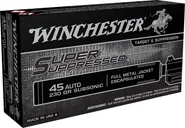 Winchester Super Suppressed Brass .45 ACP 230 Grain 50-Rounds FMJE - Winchester