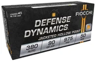 Fiocchi Defense Dynamics Brass .380 ACP 90-Grain 50-Rounds JHP - Fiocchi