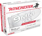 Winchester USA White Box Brass Bulk 9mm 115 Grain 200-Rounds FMJ - Winchester