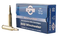 PPU Standard Rifle Ammunition .243 Win 100-Grain 20-Rounds SP - Prvi Partizan