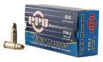 PPU Standard Rifle Brass 7.63x25mm Mauser 85-Grain 50-Rounds FMJ - Prvi Partizan