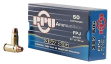 PPU Centerfire Handgun Brass .357 Sig 125 Grain 50-Rounds FPJ - Prvi Partizan