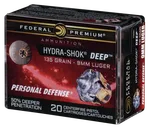 Federal Premium Personal Defense 9mm 135 Grain 20-Rounds Hydra-Shok Deep - Federal Premium