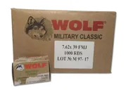 Wolf Military Classic Steel 7.62 X 39 124 Grain 1000-Rounds Bulk FMJ - Wolf Performance Ammo