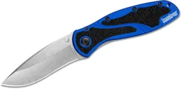 Kershaw Blur Navy Blue Folding Knife - 3.375 Plain Drop Point Blade with Reversible Pocketclip - Kershaw Knives