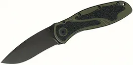 Kershaw Blur Olive Folding Knife - 3.375 Plain Drop Point Blade with Reversible Pocketclip - Kershaw Knives