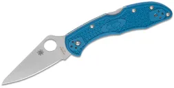 Spyderco Delica 4 Blue Folding Knife - 2.875 Plain Drop Point Blade - Spyderco
