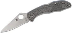 Spyderco Delica 4 Gray Folding Knife - 2.875 Plain Drop Point Blade - Spyderco