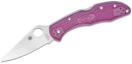 Spyderco Delica 4 Purple Folding Knife - 2.875 Plain Drop Point Blade - Spyderco