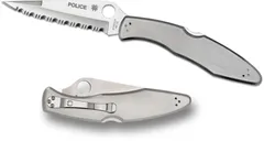 Spyderco Police Folding Knife - 4.125 Serrated Spear-Point Blade - Spyderco