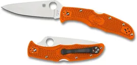 Spyderco Endura Orange Folding Knife - 3.75 Plain Drop Point Blade - Spyderco