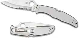 Spyderco Endura 4 Stainless Folding Knife - 3.875 Serrated Drop Point Blade - Spyderco
