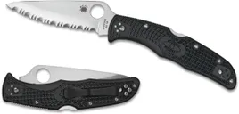 Spyderco Endura 4 Stainless Folding Knife - 3.875 Fully Serrated Drop Point Blade - Spyderco