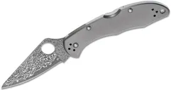 Spyderco Delica 4 Damascus Folding Knife - 2.95 Plain Drop Point Knife - Spyderco