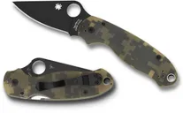 Spyderco Para 3 Camo Folding Knife - 3 Plain Clip Point Blade with Reversible Pocket Clip - Spyderco