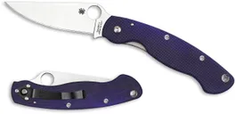 Spyderco Military Blue Folding Knife - 4 Plain Clip Point Blade - Spyderco