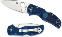 Spyderco Native 5 Dark Blue Folding Knife - 3 Plain Drop Point Blade - Spyderco