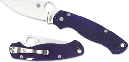 Spyderco Paramilitary 2 Dark Blue Folding Knife - 3.44 Plain Clip Point Blade - Spyderco
