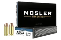 Nosler Assured Stopping Power .45 ACP 185gr. Jacketed Hollow Point Handgun Ammo, 50/Box - 51271 - Nosler