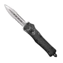 Compact and Stonewashed CobraTec Knives CTK-1 Small 2-Side OTF Dagger Knife - SSWCTK-1SDAG2SS - CobraTec Knives