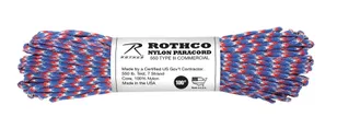 Rothco 550Lb Type III Nylon Camo Paracord - Red - White - Blue Camo, 100 - Rothco