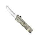 CobraTec Knives Lightweight OTF Knife Tanto Serrated, Woodland Camo - WDCTLWTS - CobraTec Knives