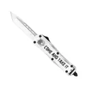 CobraTec Knives FS-3 Come And Take It Medium OTF Knife Tanto, White - MCATIFS-3TNS - CobraTec Knives