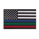 Rothco Thin Red, Blue, And Green Line Us Flag - 3 X 5 - Rothco