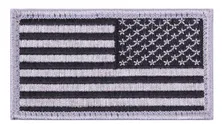 Rothco American Flag Patch - Hook Back, Black - Silver, Orientation Reverse - Rothco