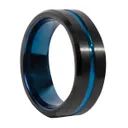 Rothco Tungsten Carbide Thin Blue Line Ring - Black, Ring Size 7 - Rothco